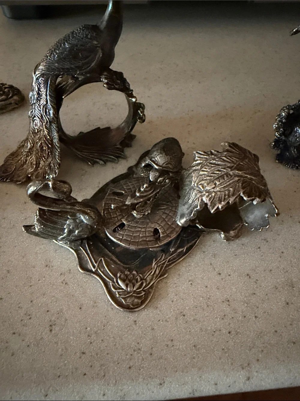 Antique-Style Silver Decorative Napkin Rings Set